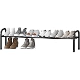 STO STO Long Expandable Shoe Rack 1-Tier, Adjustable Length 33.7&rdquo;&ndash;47.5&rdquo; Shoe Organizer, Metal Shoes Storage Shelf, Holds Up to 12 Pairs, Non-Slip Feet, for Closet, Entryway, Hallway, Front Door, Black