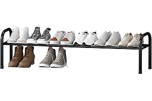 STO STO Long Expandable Shoe Rack, 1-Tier Metal Shoe Organizer for Closet, Up to 12 Pairs Adjustable Storage for Front Door E
