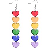 LGBT Pride Earrings for Women Lesbian Rainbow Heart Dangle Earrings for Pride Month Accessories