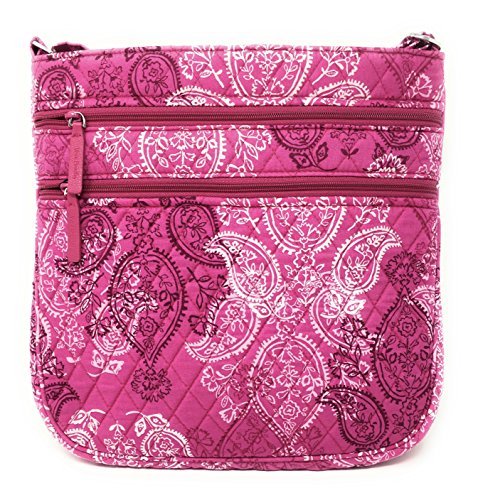 Vera Bradley Triple Zip Hipster Cross-body Bag with Updated Solid Interiors (Stamped Paisley with Pink Interior)