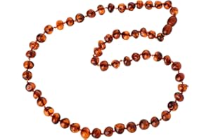 The Natural Amber Baltic Amber Necklace for Adults – Dark Cognac Polished Baroque Beads 55cm – Pain Relief & Natural Healing 