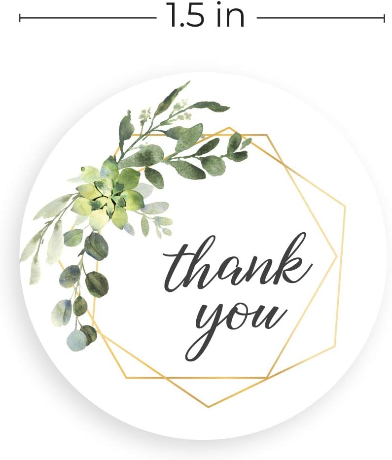 Greenery Frames Thank You Stickers / 4 Alternating Designs / 500 1.5" Boho Thank You Stickers : Office Products
