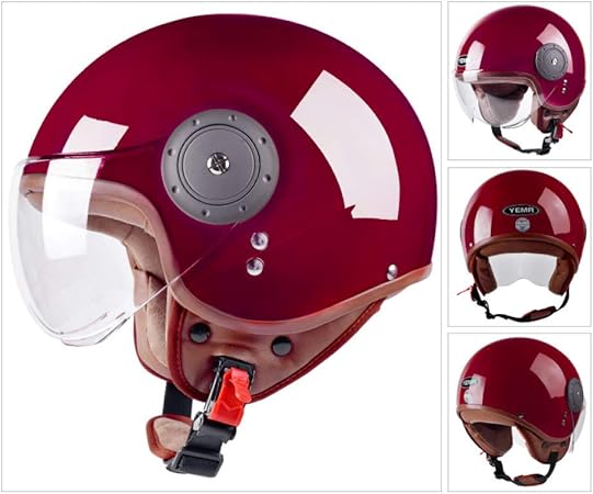 Amazon バイクヘルメット ジェットヘルメット レディース メンズ おしゃれ ヘルメット バイク ハーフ 半帽型ヘルメット Uvカット 日焼け止め 通気吸汗 四季通用 バイク用 オートバイ用 バッテリカー用 耐衝撃性 安全 レッドb 透明シールド ジェット 車 バイク