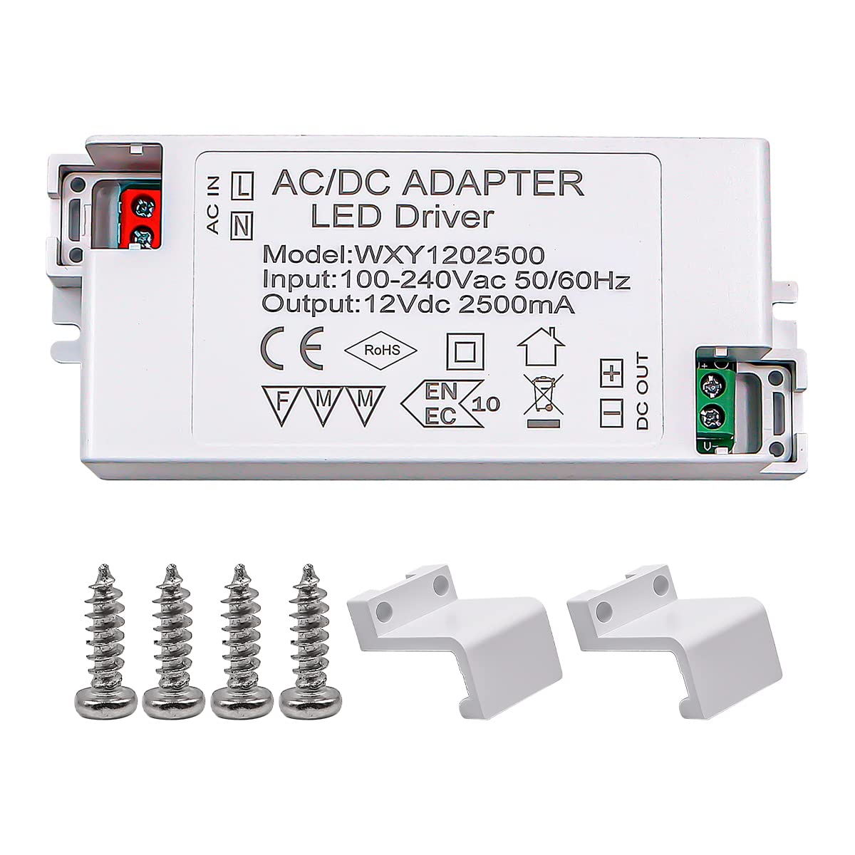 Namvo 12V LED Driver 30W 2.5A Constant Voltage Driver Adapter Low Voltage Transformers for DIY Light Strips LED Bulbs and Ring Doorbell