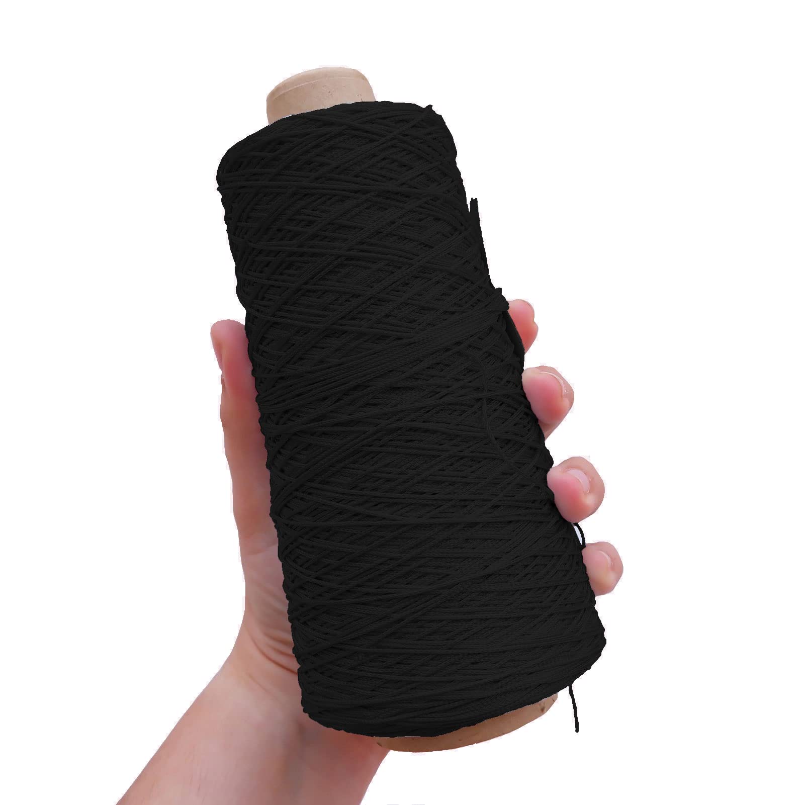TEXTEX = Cuquillo Chain Thread. Yarn for Knitting and Crochet. Composition 100% Rayon. 1 Cone of 200grs and 600mts (Black)