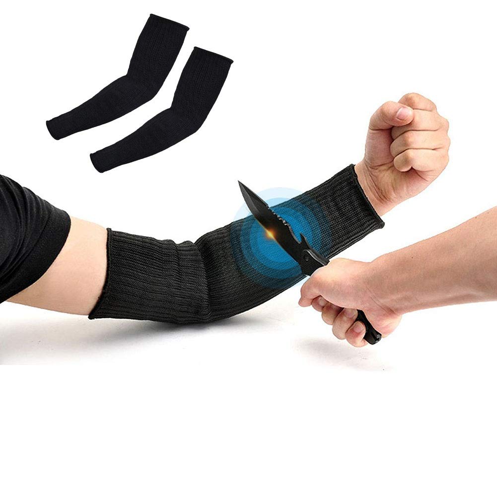 Nikou Arm Protection Sleeve - Anti-Cut Black Kevlar Sleeve Arm Protection,Cut Resitant Burn Resistant, Anti Abrasion Safety for Garden Kitchen 1 Pair