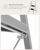 SONGMICS 2-Step Folding Ladder GSL012G01 Dove Grey Safety Lock 150 kg view 4
