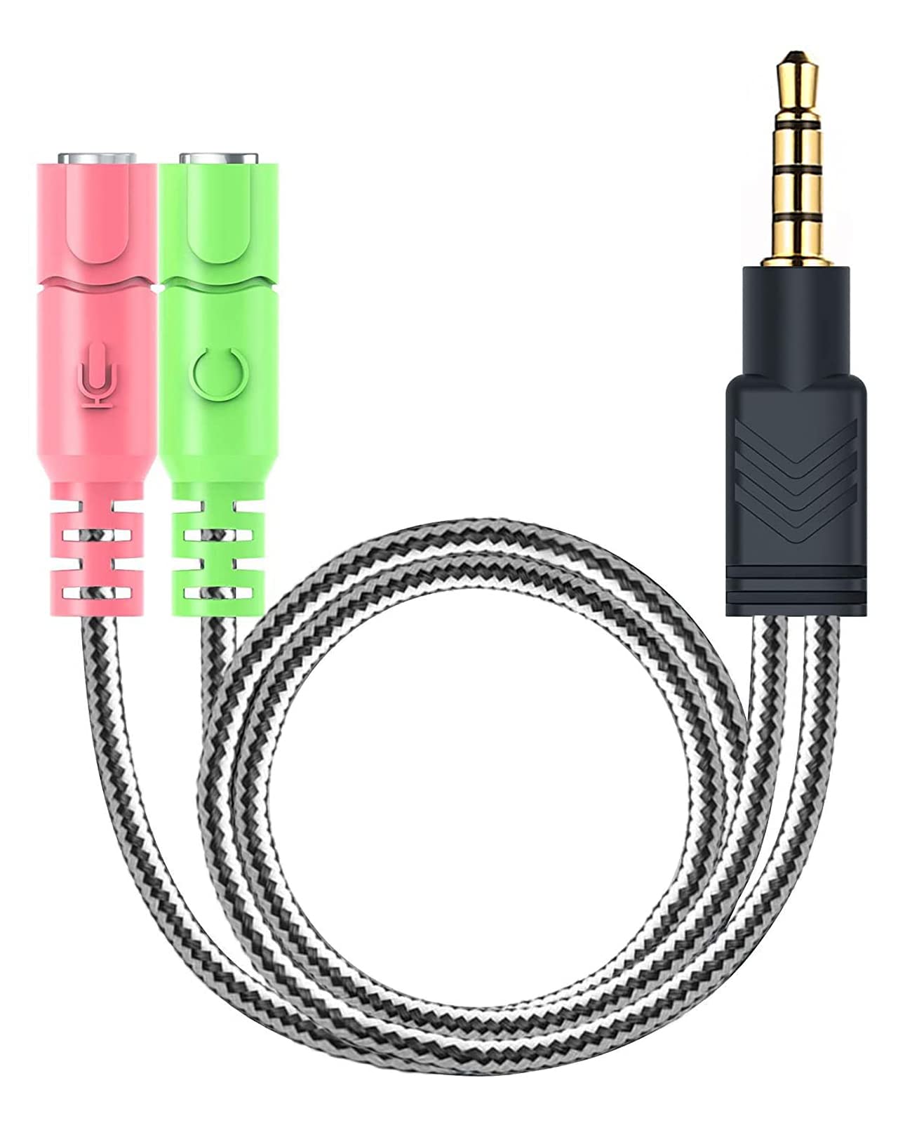 MillSO オーディオ変換ケーブル 3極メスx2-4極オス ヘッドホン+マイク用変換アダプタケーブル 4極 変換 ステレオミニプラグ 分配ケーブル パソコン用ヘッドセット PS4 Xbox one タブレット スマホ等対応 20cm商品画像