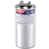 RABECH 70uF 70MFD CBB65B Run Start Round Capacitor 70 uF MFD 370V or 450V CBB65 A/C Air Conditioner Capacitors 370VAC 440VAC 450VAC &plusmn;6% 50/60Hz for AC
