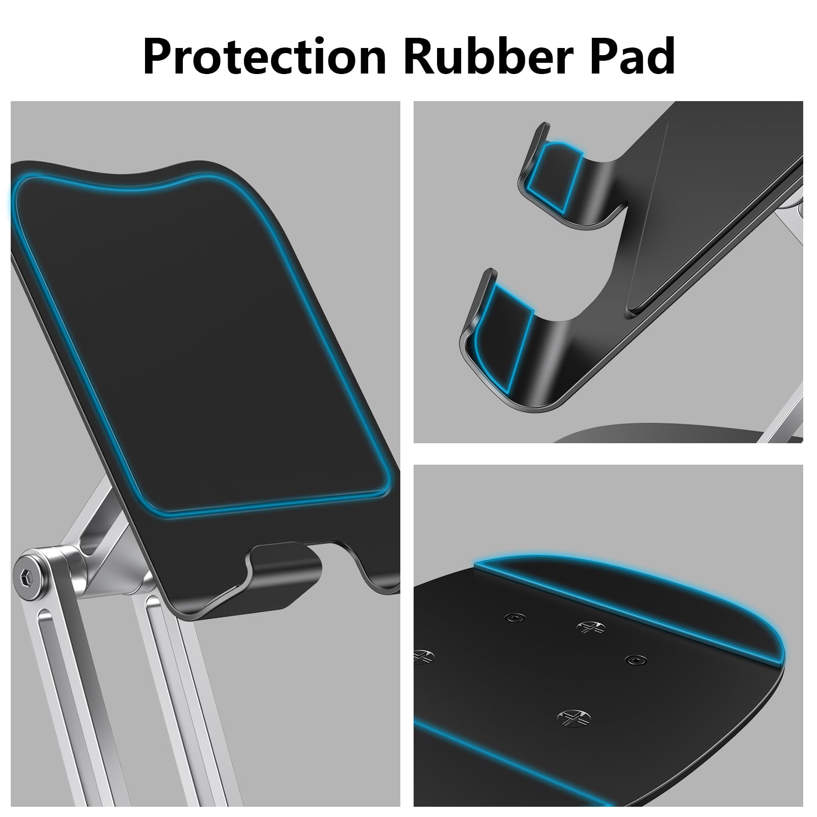 CreaDream Cell Phone Stand for Desk, Aluminum Phone Holder with 360 Rotating Metal Base, Foldable & Portable Desktop Phone Holder Compatible with iPhone 16 15 14 13 Pro Samsung All 4.7-8 inch Phones