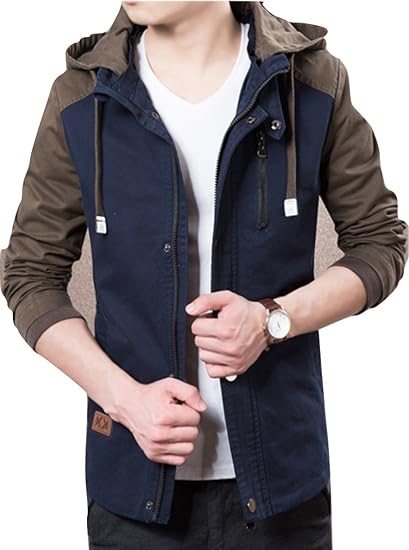 Amazon 春 秋 メンズ ジャケット アウター パーカー 16 冬 海外 スリム 春 秋 黒 ブラック 青 ブルー 緑 グリーン ベージュ 4色 M ネイビー 並行輸入品 コート ジャケット 通販