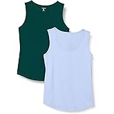 Amazon Essentials Women's Classic-Fit 100% Cotton Sleeveless Tank Top, Pack of 2
