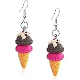 JNONL Sweet Cute Double Ball Ice Cream Cone Alloy Soft Clay Dangle Drop Earrings Simulated Cartoon Colored Ice Cream Dangle Drop Earrings for Women Jewelry Gifts
