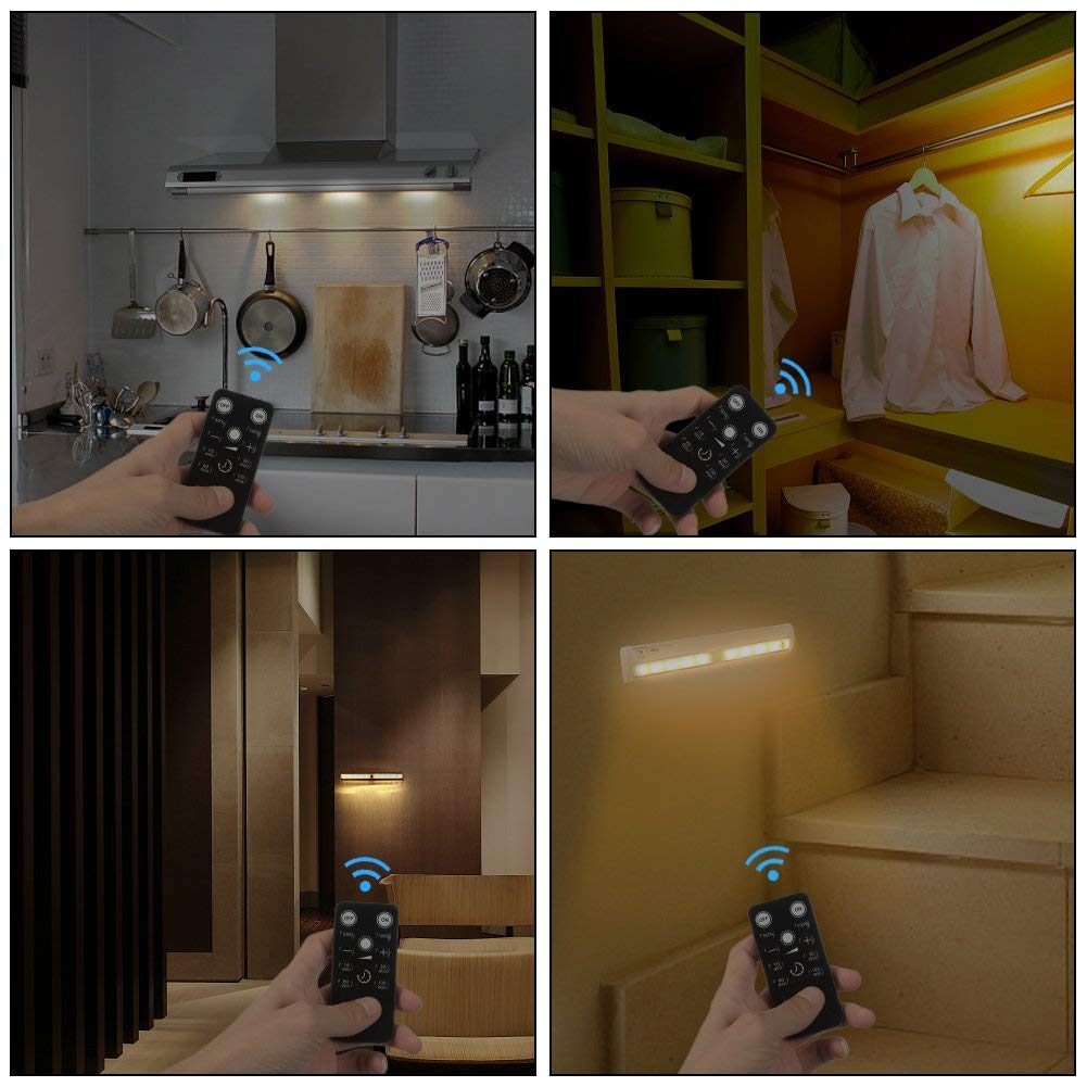 Litake Remote Control LED Lights Bar, Wireless LED Under Cabinet Lighting, Dimmable Battery Operated Closet Light Stair Night Lights, Stick on Anywhere Safe Light for Kitchen Hallway Bedroom, Arc