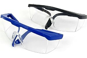 Yalulu 2 Pair Black Blue Safety Protection Glasses Safety Eyewear for Shooting, Gun Range, Airsoft, Nerf Guns, Racquetball, Water Balloon Fight