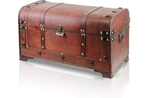 Brynnberg - Pirate Treasure Chest Storage Box - Dallas 15.3''x8.7''x11'' - Durable Wood & Metal - Unique, Handmade, Vintage Design with A Front Lock - Striking Decorative Object - The Best Gift