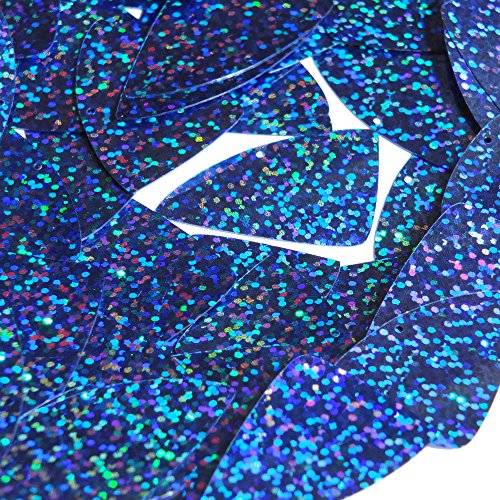 Sequin Fishscale Fin 1.5 inch Sapphire Blue Glitter Hologram Multi Metallic. Couture Loose Paillettes. Made in USA.