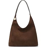 SUANNI Leopard Suede Tote Bag for Women, Large Brown Slouchy Shoulder Hobo Handbag, Vegan Leather Purse With Zipper for Work