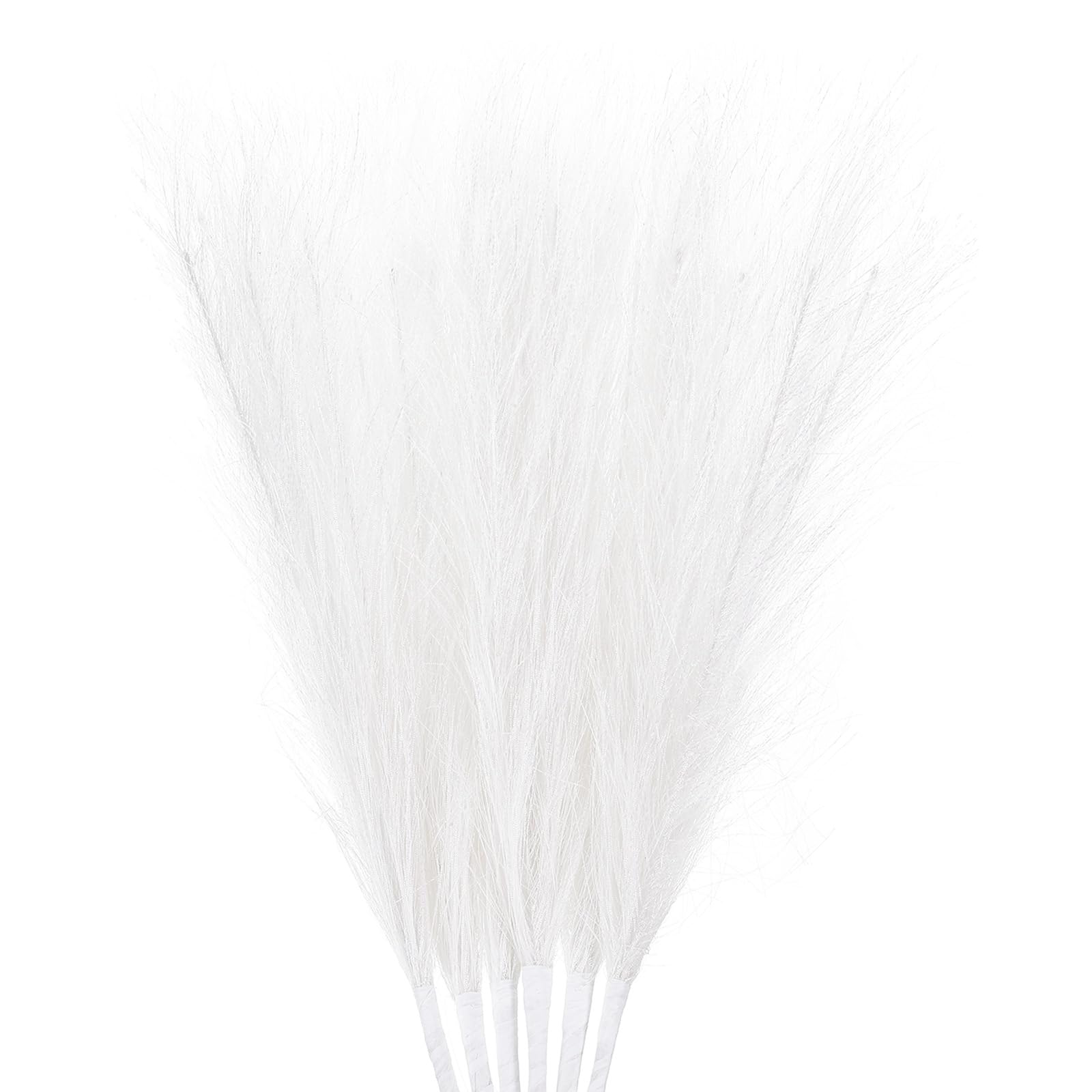 Uxcell 6Pcs Pampas Faux Grass Small 45cm/17.7" Fake Fluffy Pampas Artificial Grass 7 Branches Artificial Vase Filler for Home Office Vase Wedding Decoration White