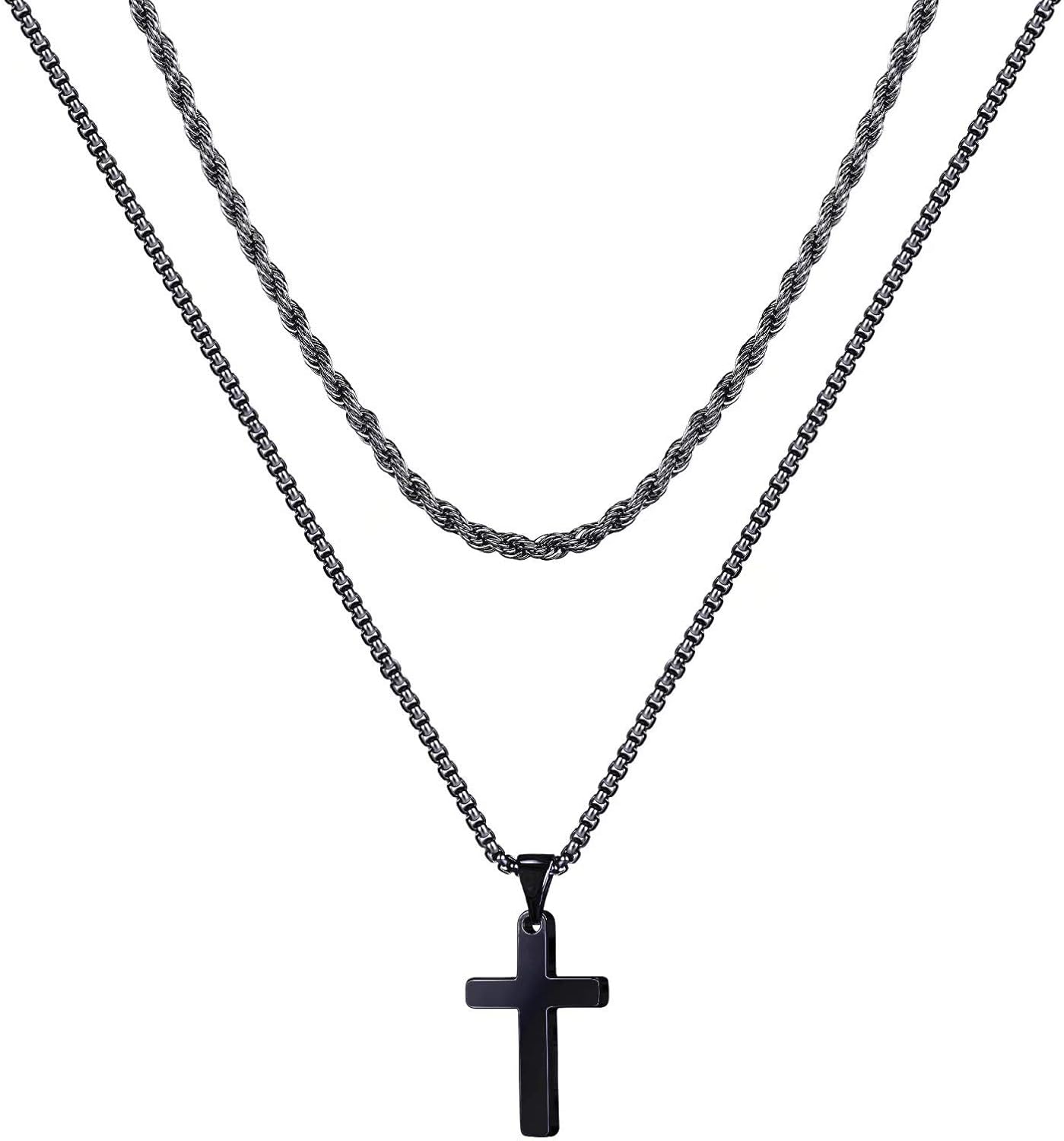 Ursteel Cross Necklace for Men, Mens Cross Necklace Stainless Steel