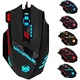 Zelotes T90 Professional 9200 DPI High Precision USB Wired Gaming Mouse,8 Buttons,With 7 kinds modes of LED Colorful Breathing Light, Weight Tuning Set (Black)