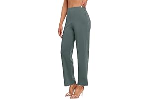 Hody Lovy Business Casual Dress Pants for Women Office Work Slacks Pull on Trousers Wide Leg High Waisted