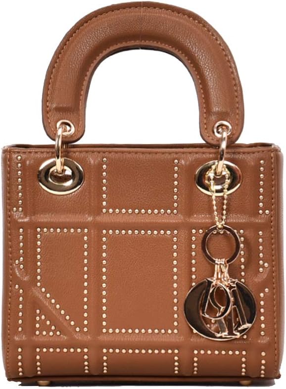 Women Punk Style Shoulder Handle Small Designer Purse Mini Clutch with Bling Rivets Studded Bag