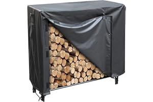 LooDro 4 FT Firewood Rack Cover, Outdoor Log Rack Cover, 600D Oxford Fabric Heavy Duty Waterproof Protection Cover, Log Holder Cover, Fire Wood Storage Cover(48" x 24" x 42")