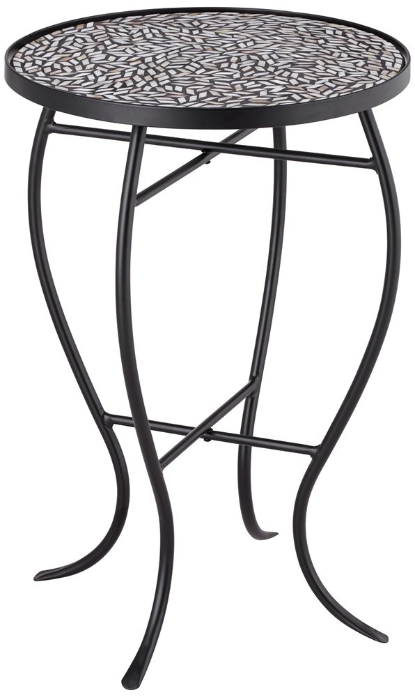 Buy Zaltana Modern Black Metal Round Outdoor Accent Side Table 14" Wide