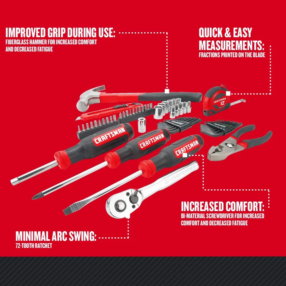 CRAFTSMAN Home Tool Kit / Mechanics Tools Kit, 57-Piece (CMMT99446) - - 