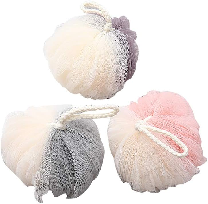 Omenluck 3Pcs Bath Loofah Sponge Shower Ball Mini Exfoliating Deep Clean Soft