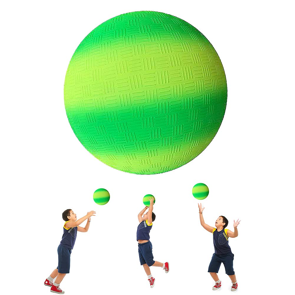 ARVOV PVC Bouncy Kickball Rainbow Ball, Children's Play Ball, Water Ball Football, Beach Ball, PVC Ball for Indoor Outdoor 8.5 Inch (Green and Yellow)