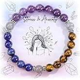 Top Plaza Healing Anxiety Bracelets for Women Natural 8mm Crystal Gemstone Beaded Protection Bracelet Good Luck Energy Jewelry Gifts for Mom