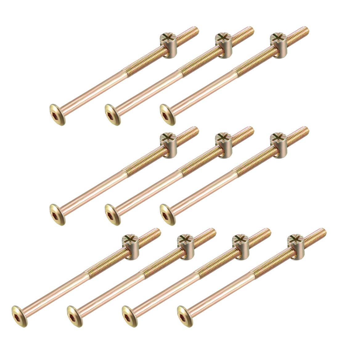 sourcing map M6x100mm Furniture Bolt Nut Set Hex Socket Screw 50mm Thread Length with Barrel Nuts for Beds Headboards Chairs 10 Sets