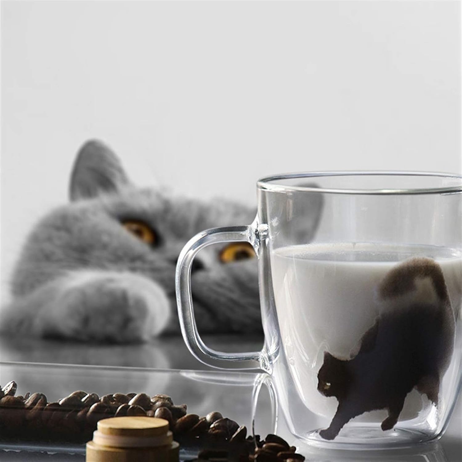 Amazon ティーマグ 二重壁ガラスのコーヒーカップ ティーカップ ミルクカップ 猫愛好家のためのガラスカップかわいいと才能のある秘密のアイデア 12 5 Oz コーヒーカップ Color C カップ ソーサー オンライン通販