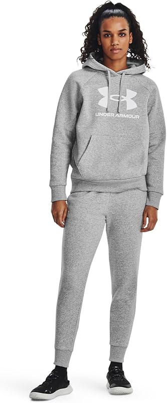 Damen UA Rival Fleece Big Logo Hoodie, weicher und warmer Kapuzenpullover, leichter Damen Hoodie mit Kängurutasche vorne