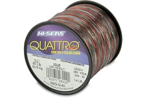 HI-SEAS Quattro Monofilament Fishing Line - Low-vis 4 Color Camo, Strong & Durable Performance Saltwater Main Line