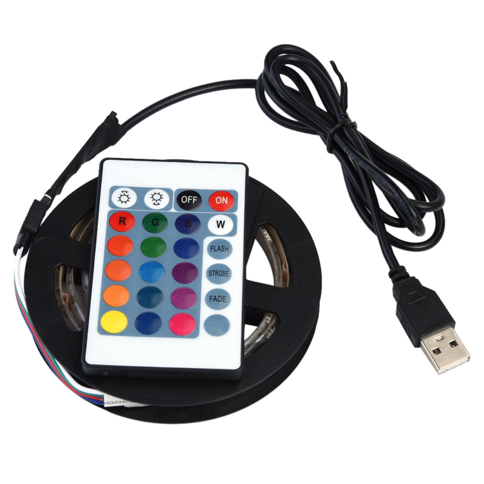 Fdit Colorful USB Led Strip 5050 RGB Waterproof Flexible LED Energy Saving for TV Backgrounds Light 30 LED/m for Shelf Cabinet Lighting Commercial Applications(1#)