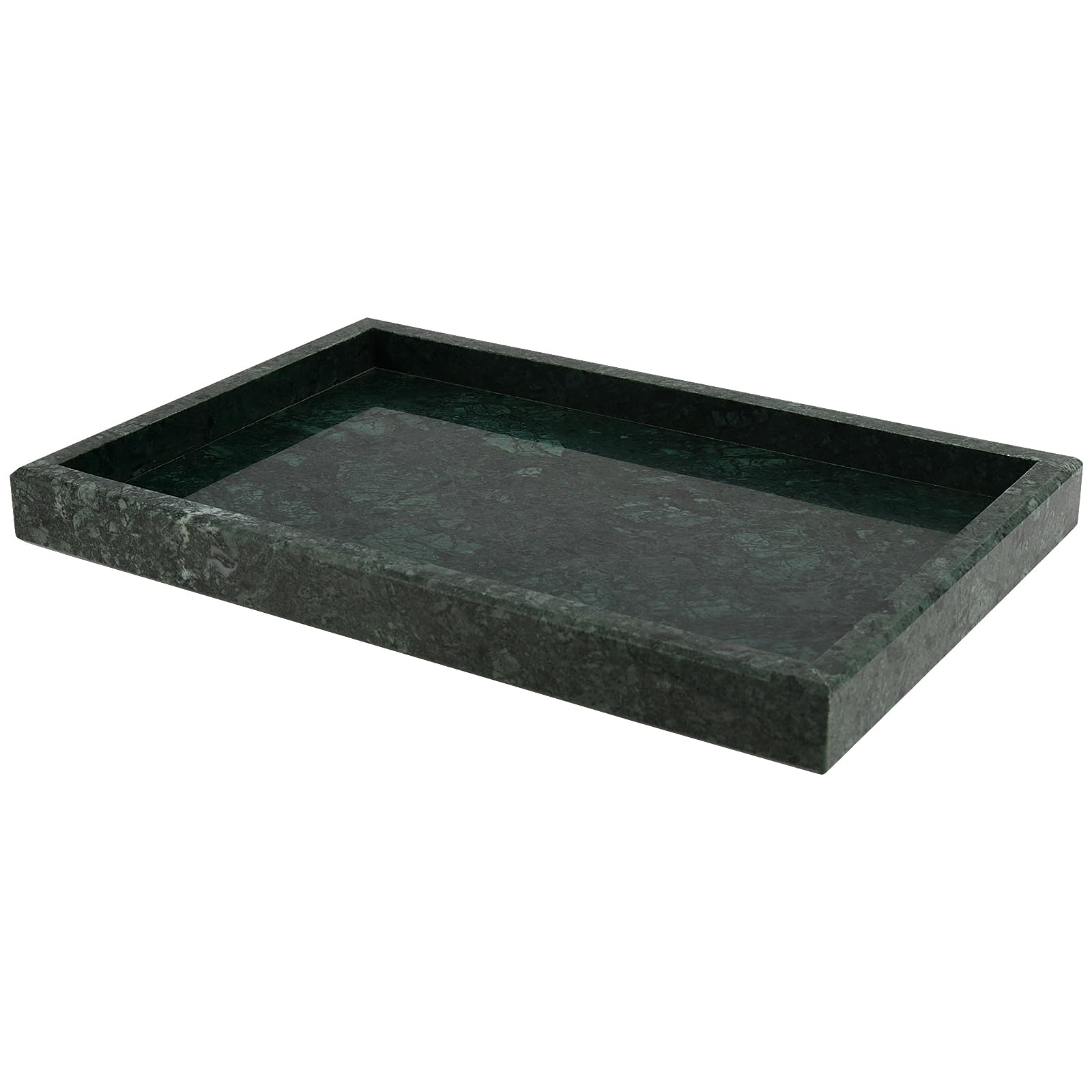DAKFOOK Green Natural Marble Stone Tray, 30 x 20cm Rectangle Bathroom Tray, Decorative Vanity Organiser Dish for Coffee Table, Kitchen Counter