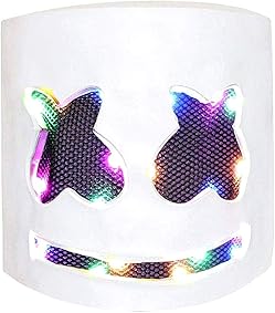DJ Marshmallow LED Light Colorful Mask, Music Festival Marshmallow Full Head Casco de Látex Máscara de Halloween Fiesta 