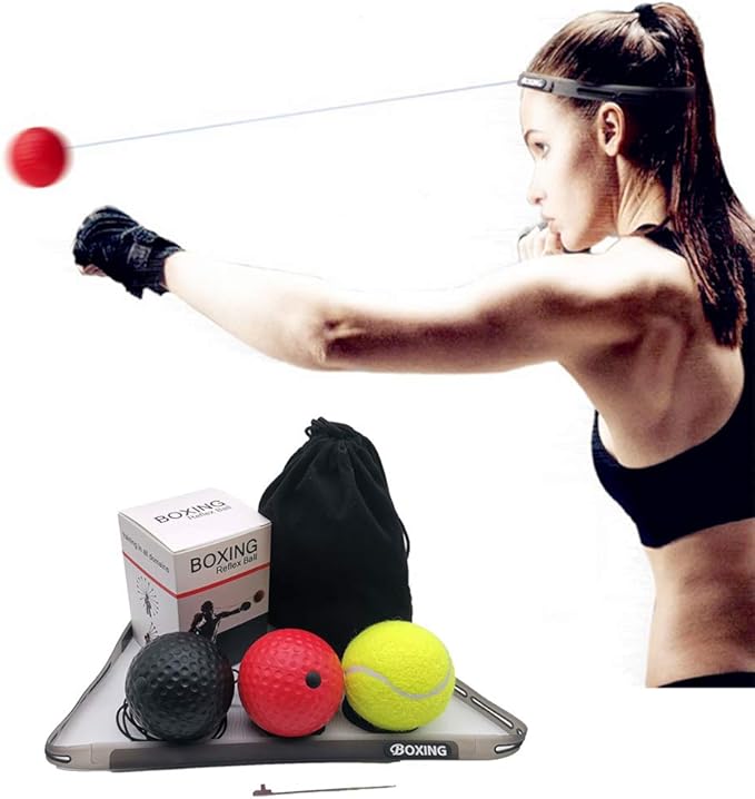 CouHaP Boxing Reflex Ball 3 Levels Boxing Ball with Headband Training Punching Speed, Softer