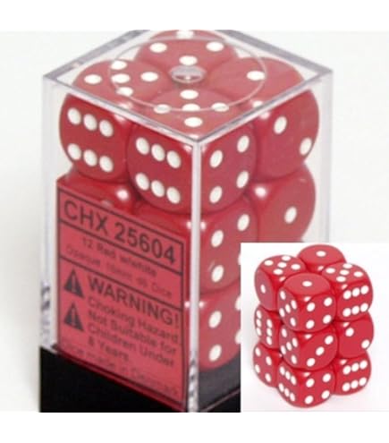 Chessex Dadi Opachi 16mm – Set Da 12 Dadi A 6 Facce Colore Avorio/Nero
