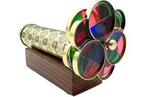 BAZROSS Handcrafted Brass Kaleidoscope – kaleidoscopes for Kids with Dual Turning Wheels – kaleidoscopes for Adults – Brass Kaleidoscope - Gift for Students
