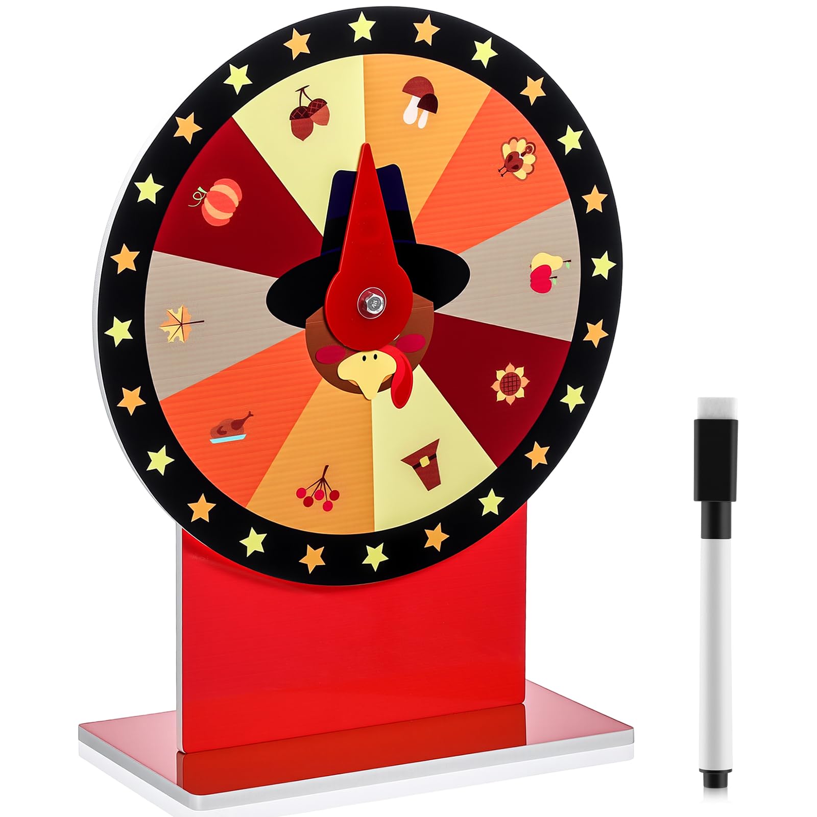 Photo 1 of **MISSING MARKER*** Soulchen 12 Inches Thanksgiving PVC Spinner Prize Wheel Game Set with Dry Erase Marker, Turkey Style Spinner Wheel for Prizes Game for Fall Holiday, Party, Family Gathering