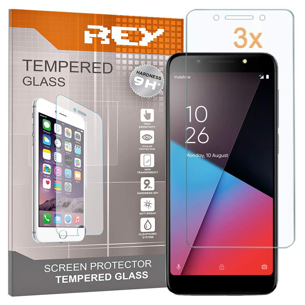 REY Screen Protector for VODAFONE SMART N9 LITE, Tempered Glass Film, Premium quality, [Pack 3x]