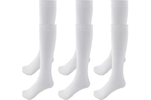 Topbuti 3 Pairs School Uniform Cotton Knee High Socks Athletic Sports Soccer Socks Tube Sock for Girls and Boys