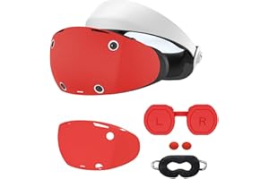 KANG YU Accessories for PSVR2, VR Shell, Disposable Eye Cover, Joysticks Case, Lens Protector Cover for PlayStation VR2 Accessories, Soft Washable Anti-Scratch Silicone Sleeve for PS VR 2 (Red)