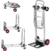 VEVOR Aluminum Hand Truck, 2 in 1, 400 lbs Load Capacity, Heavy Duty Industrial Convertible Folding Hand Truck and Dolly, Uti