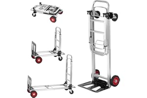 VEVOR Aluminum Hand Truck, 2 in 1, 400 lbs Load Capacity, Heavy Duty Industrial Convertible Folding Hand Truck and Dolly, Uti