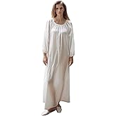 BEAUTELICATE Women Victorian Nightgown Long Sleeve 100% Cotton Sleepwear Voluminous Nightdress